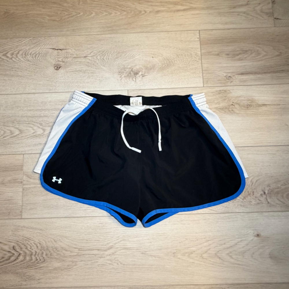 Under Armour Black Shorts with Blue Trim and‎ White Drawstring